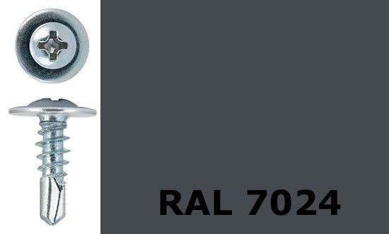 Саморез-клоп с буром 4,2х28 окрашенный, RAL 7024 (графитовый серый) - фото
